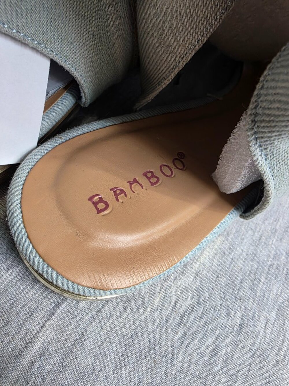 Bamboo Womens Denim Distressed Open Toe Sandal / Booties Size 8.5 NWOT Zip Up - Picture 5 of 7